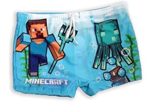 Fashion UK Disfraz de Minecraft oficial modelo Mostri Marini de poliéster bóxer playa pantalones cortos de playa azul blanco tallas de niño