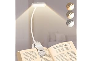 ‎BONSERY Bonsery Reading Lamp Book Clamp 360° Flexible, USB C Rechargeable Book Lamp 16 LEDs with Continuous Dimming & 3 Colour Adjustments, Clamp Lamp Reading Lamp Book for Night Reading in Bed, White