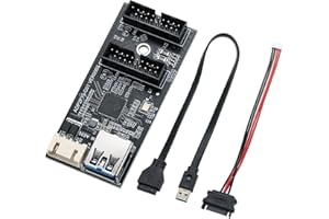 YABOANG USB3.2 19PIN to Internal Dual USB 3.2 GEN1 19PIN Adapter Card, Extend 4 Front Panel USB 3.0 Port, 5Gbps USB 3.2 GEN1 Converter Header for Windows 11/10/8/7 LINUX MAC