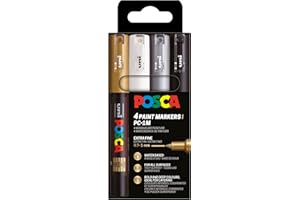 POSCA 186744 - Set di pennarelli POSCA, 4 penne acriliche PC-1MC, pennarello permanente 0,7-1 mm punta tonda