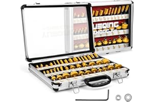 GENERIC Yueqing Zhongji Router Bit Set of 40 Pieces Router bits 1/4 Inch Shank-6.35MM Shank 40pcs Expert Router Bit Kit C3 Alloy Blade Router bits for Precision Carving and Versatile Applications