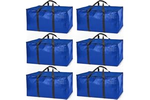 ClearSpace Lot de 6 grands sacs de déménagement ou de rangement robustes avec sangles de sac à dos, fermetures éclair et poignées - Parfaits pour les déménagements, les dortoirs universitaires, les