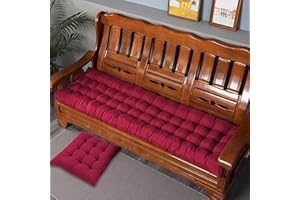 Xpnit Cojín grueso de algodón para banco de 2 y 3 plazas, cojín para banco de jardín, 100 cm, 110 cm, 120 cm, cojín rectangular para interiores y exteriores (100 x 40 cm, rojo)
