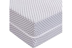 OCEANEVO Diamond Pattern Mattress Protector Hypoallergenic Extra Deep Total Zipper Encasement Cover Bug-Proof, Non-Noisy, Anti-Allergy Breathable Fitted Style Blue and Grey Poly-Cotton Zipped (Grey, Single)