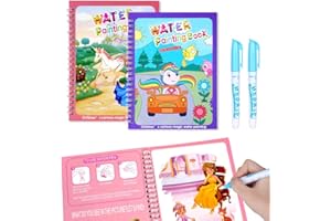 OSDUE Kolorowanka wodna, 2 sztuki książka do malowania wodą dla dzieci, magiczna wodna kolorowanka z piórem, dzieci edukacja rysunek zabawki, dzieci w podróży malarstwo
