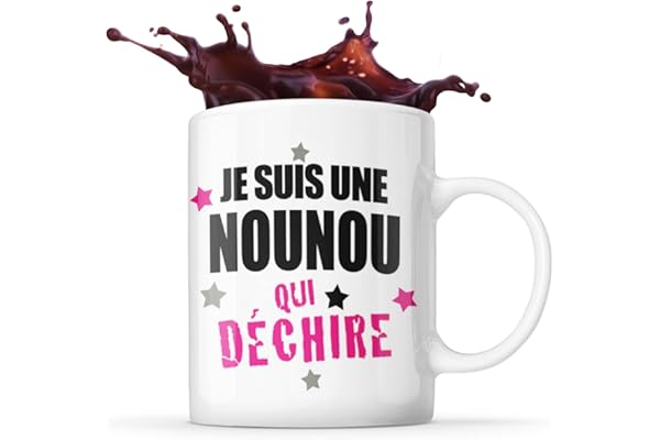 Mug Nounou Cadeau « Je suis une nounou qui déchire » | Résistant au Lave-Vaisselle et Micro-Ondes | Hauteur : 9,7 cm – Diamètre : 8,2 cm | Capacité 325 ML | Qualité supérieure | DERNIÈRES PIÈCES