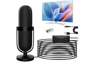 Niaazi Indoor TV Aerial - 2024 Upgraded TV Aerial for Smart TV with Signal Booster, Digital TV Antenna 380+ Miles Long Range for TV 4K 1080P HDTV & VHF UHF DAB Radio with 16.4Ft Coax Cable