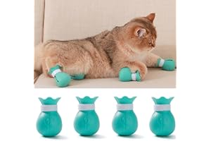 ANNCHILIO 4 Stück Anti-Kratz-Stiefel : Katzenschuhe aus Silikon mit verstellbarem Pfotenschutz zum Baden, Rasieren, Untersuchen und Behandeln von Katzen