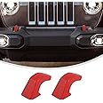 Linskip Tow Hook Covers Compatible with Jeep Wrangler 4XE JL JK & Gladiator JT 2007-2024, Front Bumper Tow Hook Rubber Sleeve Protectors, Exterior Accessories(Red)