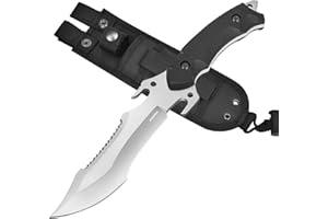 Aolegoo Cuchillo de Hoja Fija con D2 Acero Inoxidablemás, Cuchillo Supervivencia con Funda de Nylon + Mango de G10 para Camping, Supervivencia y Bushcraft (Plata)