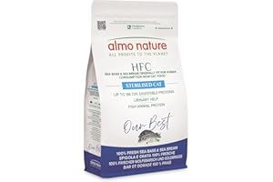 Almo Nature HFC Our Best - Sterilised - Croccantini per Gatti Adulti Sterilizzati o Poco Attivi - Spigola E Orata Freschi - Urinary Help, Altamente Digeribili, Human Grade, Senza Glutine - 1,2kg