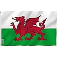 ANLEY Fly Breeze 3x5 Foot Wales Flag - Vivid Color and UV Fade Resistant - Canvas Header and Double Stitched - Welsh National Flags Polyester with Brass Grommets 3 X 5 Ft