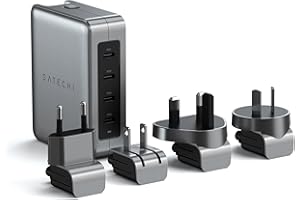 SATECHI GaN Travel Charger, 145W GaN USB C Charger with 4 Ports, 2X USB-C PD 3.1 and 2X USB-C PD 3.0, Fast Charging Travel Station for Apple, Windows, Chrome, and most USB-C devices