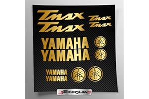 Kit adesivi compatibile con T-Max serbatoio e casco moto | Vinile Prespaziato FACILE APPLICAZIONE | scritte loghi | Stickersland® (Oro Lucido)