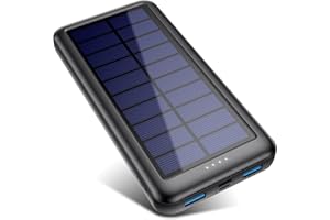 Solar Powerbank 26800mAh?iPosible Neueste S4 Ladegerät?mit USB-C Eingang,Power Bank Externer Akku Akkupack mit 2 Ausgänge Tragbares Ladegerät für Handy Tablet und USB-Geräten für Camping-Schwarz