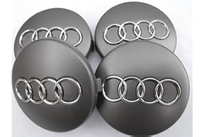 4 Nouvelle * * * * * * * * 60 mm argent Audi Bouchons de roue en alliage, badges emblème