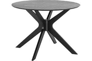 AC Design Furniture Dion Mesa de Comedor, Roble Birch, Negro, Ø: 105 x H: 75 cm