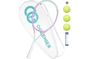 OGEENIER 27" Tennis Racket for Adults, Pre-Strung Tennis Racquet for Beginners, Lightweight and Recreational Rackets with 1 Overgrip and 3 Balls