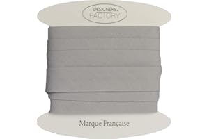 DESIGNERS-FACTORY Nastro in sbieco di cotone per bordare cucito - vari colori disponibili - Nastri per raffinate rifiniture in cotone piegato – Nastro Sbieco cotone bordino per tessuti (Di 10 metri, Grigio)