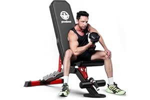Pooboo Weight Bench, Adjustable Workout Bench for Home, 1500LBS Weight Capacity Heavy Duty Strength Training Bench, Flat/Incline/Decline Positions for Full Body Workout