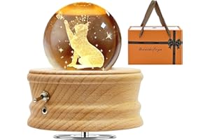 JOIENDY Carillon con Sfera di Cristallo, Rotazione a 360° della Base 3D Palla di Cristallo 70mm Sfera Vetro Lampada a LED Regalo per Natale Compleanno San Valentino della Mamma Decorazione