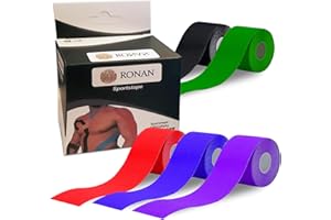 RONAN. Tape - cinta kinesiologica - venda elástica - kinesio tape - body tape - esparadrapo deportivo - kinesiology tape -face tape - cintas kinesiologicas - pretape adhesiva - vendaje. (MORADO)
