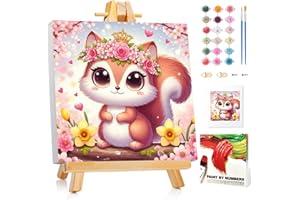 MAFENR ART Renard Peinture Numero Enfant Avec Cadre, Renard Kits de Peinture au Numéro, Peinture par Pour la Décoration de la Maison (20x20 cm, Avec Chevalet)