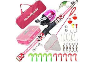 DaddyGoFish Kids Fishing Pole - Rod Reel Combo Tackle Box Starter Set - First Year Small Gear Kit for Boys Girls Toddler Youth Age Beginner Little Children