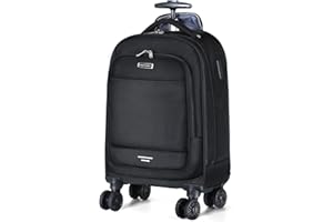 Ponhog Wheeled Backpack - 15.6 Inch Laptop Travel Backpack with 4 Spinner Wheels, Flight Approved Trolley Rucksack for Women & Men, Cabin Approved Carry On Luggage,Black