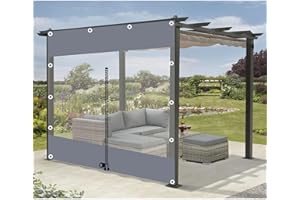 DLLY Transparent Tarpaulin Side Panels, Outdoor Clear Pvc Tarp Curtains, Pergola Gazebo Side Curtains, Waterproof Tarpaulin Curtains for Patio Porch Garage, With Zip,LxH-2.5x2.3m/8.2 * 7.5ft