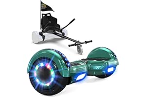 GeekMe hoverboards go kart attachment, Hoverboards with Hoverkart 6.5 inch with Bluetooth Speaker, LED Lights, Gift for Kid, Teenager and Adult