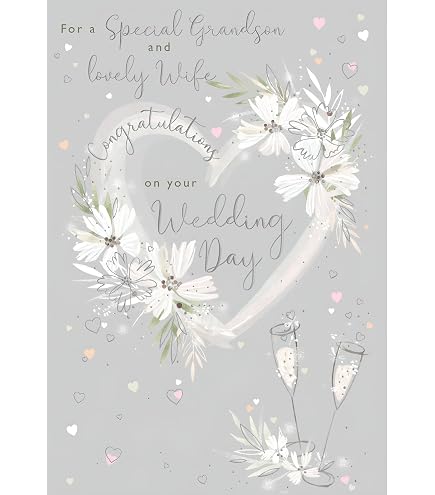 Handgemachte Hochzeitskarte Für Den Enkel & Seine Frau – Mit Glitzer, Strass & Umschlag