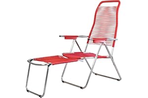 Fiam Spaghetti - Poltrona Relax Cordonata Da Esterno - Telaio Alluminio, PVC Rosso