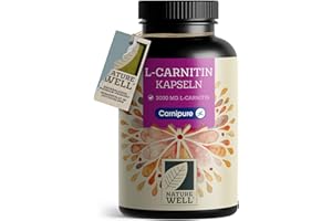 ‎NATUREWELL L-Carnitin Kapseln 150x - hochdosiert mit 2250 mg Carnipure®, dem Premium L-Carnitin-Tartrat von Lonza - laborgeprüft mit Zertifikat - 100% vegan - Vorrat für 50 Tage
