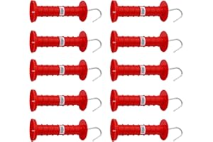 Electric Fence Gate Handles [10 Pack] Insulated Spring Tension Gate Handle for Fencing Red Hotline