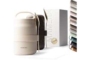 MAMEIDO Contenitore termico per alimenti 800 ml, bicchiere per yogurt in acciaio inox, contenitore termico a prova di perdite, lunch box senza BPA, contenitore caldi (Ivory Beige)