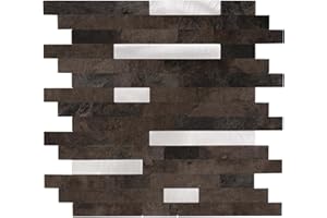 Dalsys Wandpaneele selbstklebend Mamor-, und Steinoptik 1m², 11 Stück Dunkelbraun Silber Wandverkleidung feuchtigskeitsbeständig, Premium Qualität für Bad und Küche, rechteckige Form