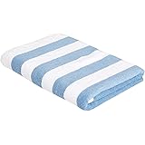 Amazon Basics Telo mare, motivo a righe, stile cabina da spiaggia, Celeste, Confezione da 1, 152 x 76 cm