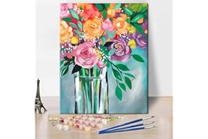 TISHIRON Vase Malen nach Zahlen Erwachsene Abstrakte Blumen Erwachsene Malen nach Zahlen Kits auf Leinwand Ölmalerei mit Pinseln Kunsthandwerk für Home Wall 40 x 50 cm(rahmenlos)