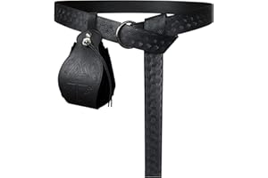 HiiFeuer Średniowieczny wytłaczany pas z przenośną sakiewką ze sznurkiem, renesansowy pas i portmonetka ze sztucznej skóry do LARP(czarny B)