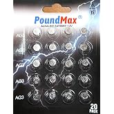 20 X PoundMax AG3 LR41 LR736 / L736 / G3 / G3A / 3GA / 192 / GP192 / V3GA / RW87 1.5V PoundMax Alkalin D&uuml;ğme Piller K&uuml;&ccedil;&uuml;k Ele
