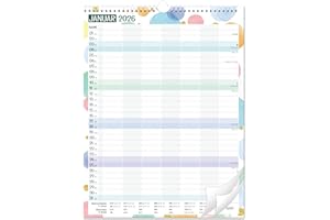 INDEME Familienplaner 2026 - Familienkalender 2026, Kalender 2026 Familienplaner 7 Spalten von Januar 2026 bis Dezember 2026, 33 x 44 cm, Bunte Blase