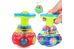 CHENRI 2PCS Jouet Musical Clignotant avec Lanceur, Lumineux Petites Toupie, Coloré Toupies Lumineuses Clignotantes à LED, Musique Clignotant Toupies Jouet, Jouets Lumineuse, Toupies Cadeaux pour Enfants