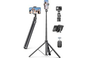 SELFIESHOW 190cm Trepied Smartphone en Aluminium, Extensible Perche à Selfie Trepied, Trépied de Téléphone avec Télécommandeet Support pour Téléphone Portable Compatible avec iPhone/Android/Caméra/GoPro