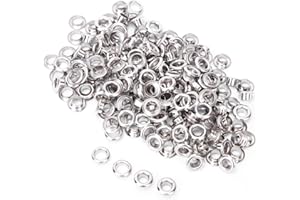 PSSOPP 100 pièces Kit œillets œillets en laiton métal œillets avec rondelle chaussures vêtements toile cuir bricolage projets diamètre intérieur 4mm argent oeillet ceinture