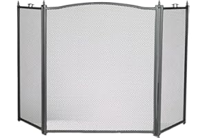 HERSIG- Protector Chimenea - Salvachispas Chimenea leña | Antichispas para Chimeneas de Leña - Rejilla Chimeneas Leña y Estufas - Plegable - 3 Hojas 98 x 60 cm - Diseño Clásico