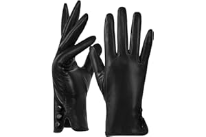 GSG SINCE 1998 GSG Guantes de Cuero Mujer con Forro de Lana/Forro Polar Pantalla Táctil Guantes de Invierno Cálidos Piel de Carnero Guantes de Conducción para Damas W2306