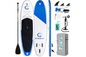 FunWater SUP Inflatable Stand Up Paddle Board Ultra-Light with Inflatable Board,ISUP Accessories,Three Fins,Adjustable Paddle, Pump,Backpack, Leash.