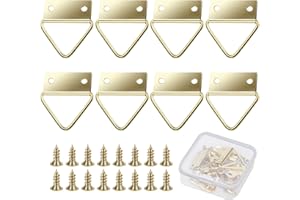 SUKUDON 8 sztuk zawieszek Heavy-Duty duży trójkąt D-ring-Single rama do obrazu haczyki płótno uchwyt ścienny wieszak na ubrania ze śrubami stal szlachetna złoty E