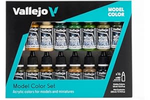 Vallejo Set de Peinture Acrylique Model Color WWII Alliés - 16 Couleurs Mat 18 Ml avec Pipette pour Figurines et Véhicules de la Seconde Guerre Mondiale